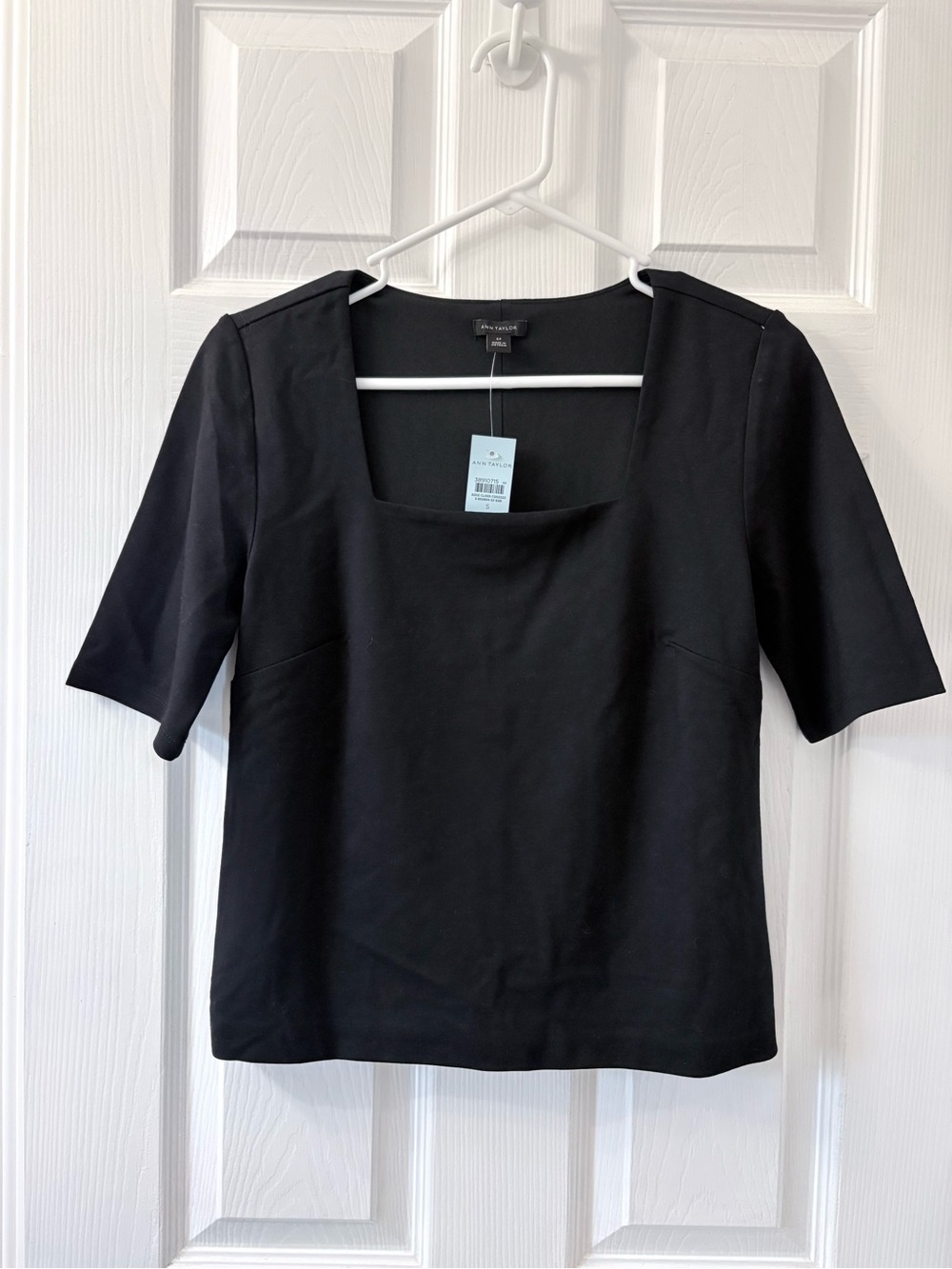 Ann Taylor Black Square-Neck Short Sleeve Top